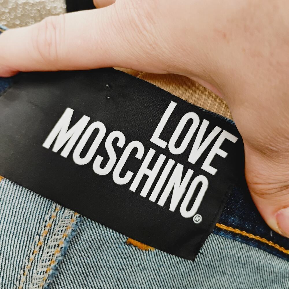 Love Moschino Women's Flare-Leg Jeans Denim‎ Size 26 y2k bedazzled pockets - Picture 12 of 15